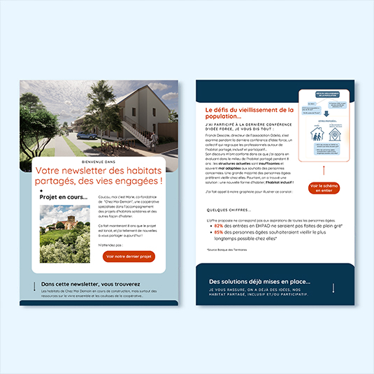 emplates de newsletter pour les projets de Chez Moi Demain, structure de gestion d'habitat partagé et inclusif par Prune Charlet