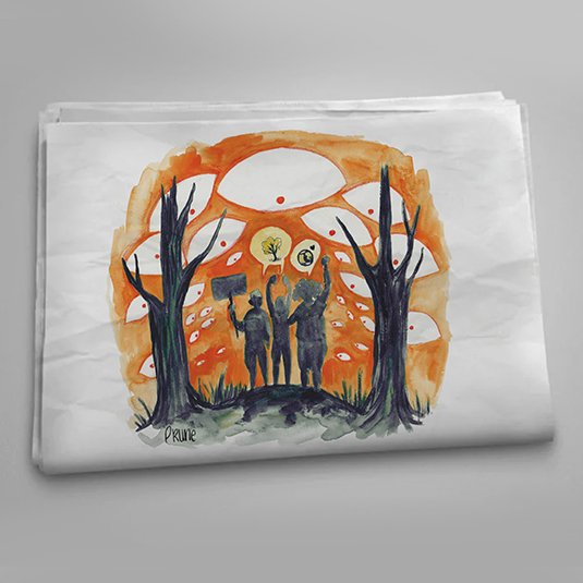 Illustration d'un article pour la Brèche journal, Prune Charlet