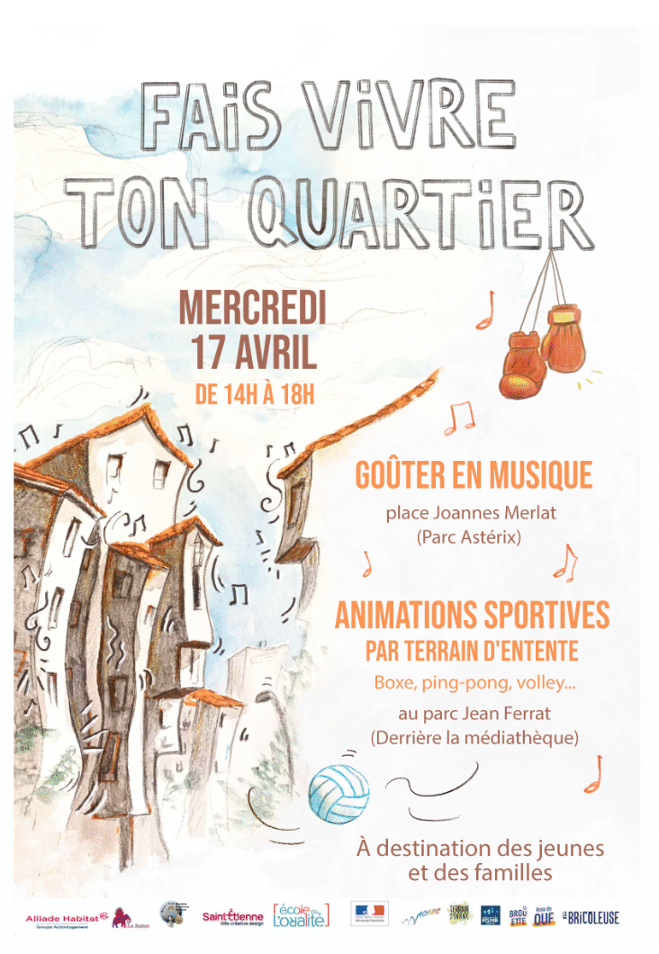 Affiche Aquarelle 'Fais Vivre Ton Quartier' de Beaubrun-Tarentaize